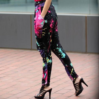 Summer Seven Color Graffiti Fluorescent Harem Pants Color Harem Pants Tie Dye Graffiti Harem Pants.