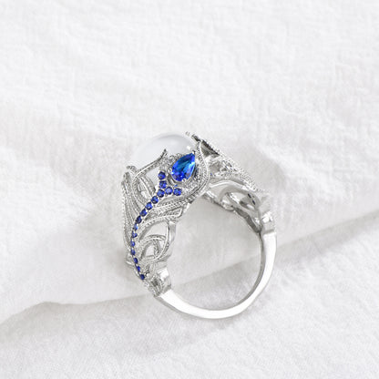 Moonstone Opal Flower Ring