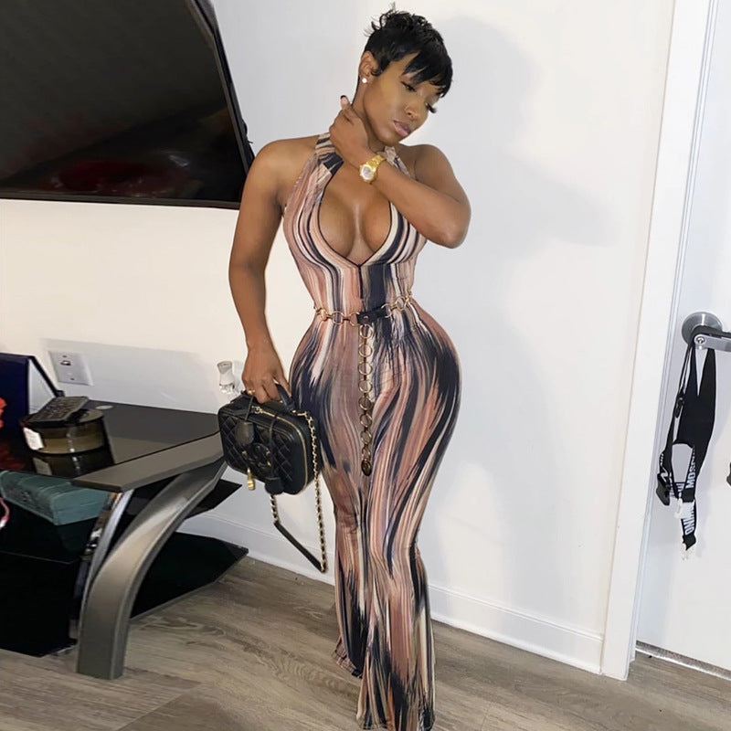 Halter printed jumpsuit