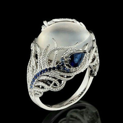 Moonstone Opal Flower Ring