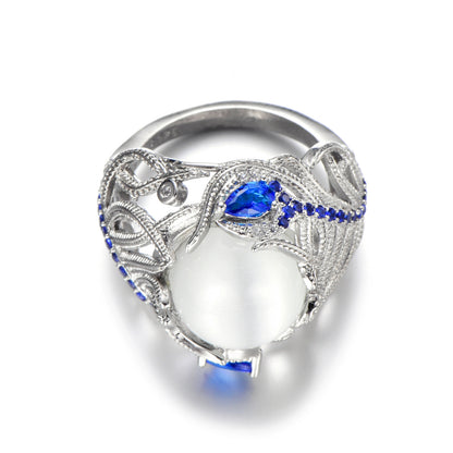 Moonstone Opal Flower Ring