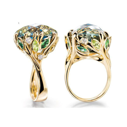 Fashion Temperament Luxury Diamond-studded Crystal Women's Ring