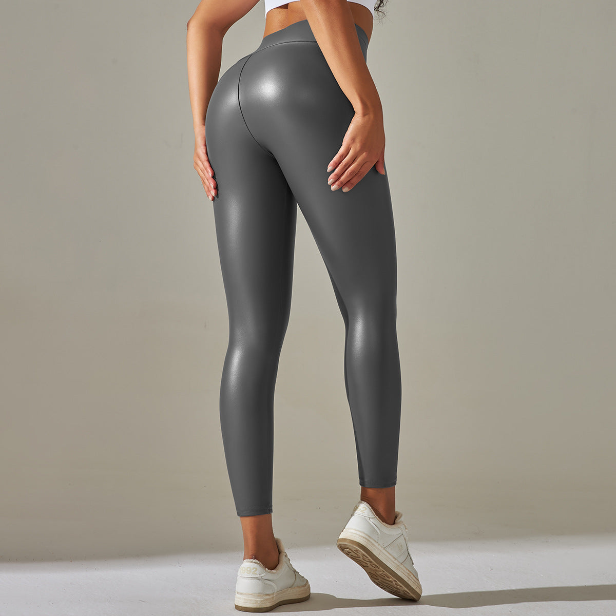 Sexy PU Skinny Pants Plus Size Color Sports High Waist Thin