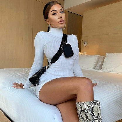 Unveiling the Allure of the Victoria Ribbed Turtleneck Mini Dress