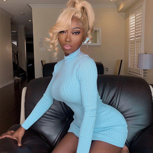 Unveiling the Allure of the Victoria Ribbed Turtleneck Mini Dress